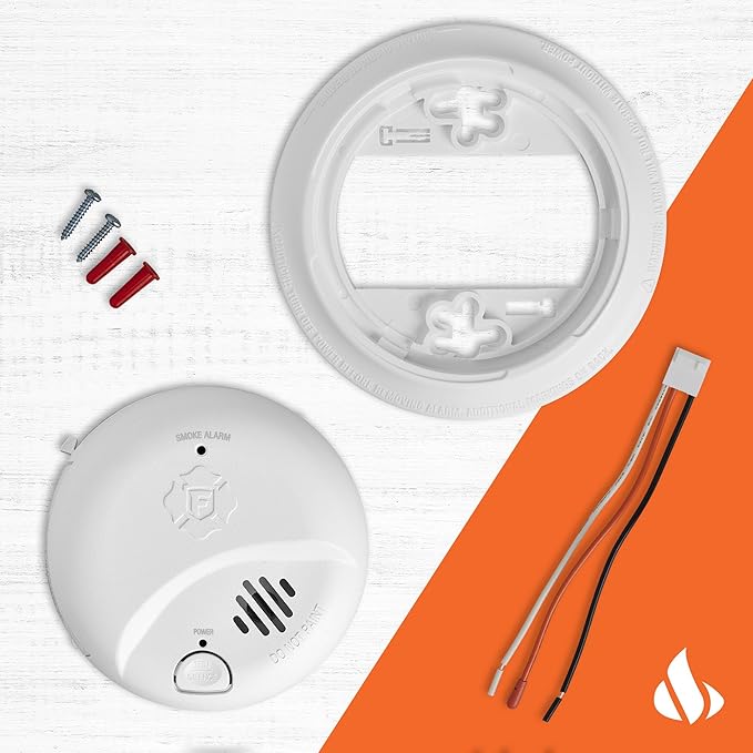 First Alert BRK Smoke Alarm, Interconnect Hardwire Detector with 10-Year Battery Backup, SMI105-AC, 3-Pack