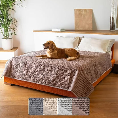 PAULATO BY GA.I.CO. Waterproof Blanket for Bed – King Absorbent Couch Cover – Machine Washable Stain-Resistant Pad for Large Sofa – Pets Cat & Dog Friendly Furniture Protector - Marsala