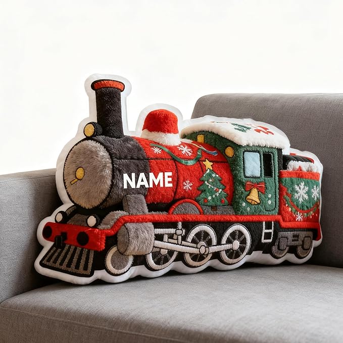 Custom Small Train Shaped Pillow Personalized Double-Sided Printed Cute Pillow Customized Christmas Party Commemorative Gift Sofa Decorative for Boys and Girls 8-32in
