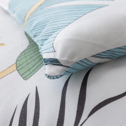 Caressma Boho Comforter Set King-3 Pieces Bohemian King Size Comforter Set, Tropical Botanical Palm Leaf Bedding Sets for All Season Soft Fluffy Lightweight(1 Comforter & 2 Pillowshams)