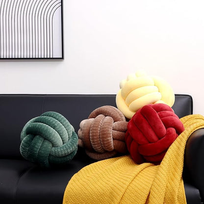 Petrella Knot Pillows Ball Round Throw Pillows Home Decor Cushion Decorative Aesthetic Throw Pillows，Khaki 8inch