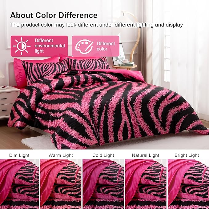 A Nice Night Zebra Printed,Satin Silky Soft Quilt Sexy Luxury Super Soft Microfiber Comforter Quilt Bedding Comforter Set, Light Weighted (Rose, Queen(88-by-88-inches))
