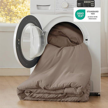Bedsure Queen Comforter Set, Brown Soft Prewashed Bedding for All Seasons, 3 Pieces GentleSoft™ Bed Set, 1 Lightweight Comforter (90"x90") and 2 Pillowcases (20"x26")