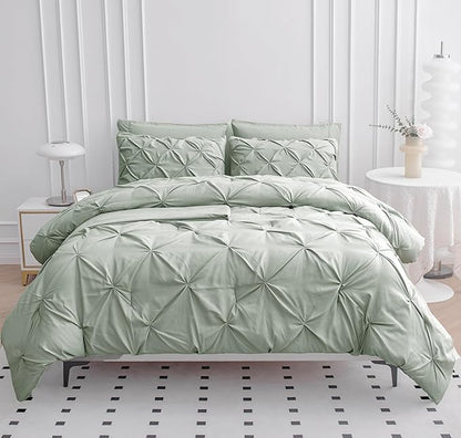 LANE LINEN King Size Bedding Comforter - 7 Piece Pintuck Ultra Soft Microfiber - All-Season King Size Bed Sets with Comforter, Sheets & Shams - Soft & Apartment Friendly Durable Everyday Use – Mineral | Soft microfiber, All season comfort, Durable bedd...
