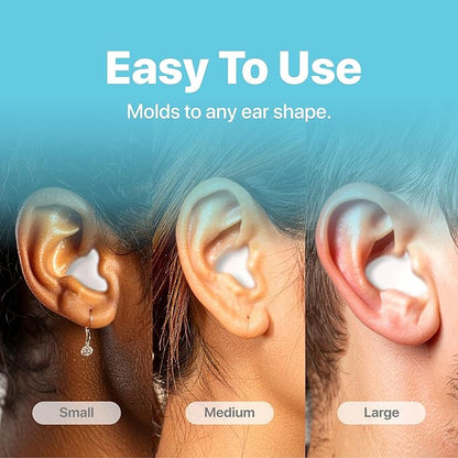 Whisper Ear Plugs (14 pcs) | Soft Silicone | Reusable Silicone Ear Plugs for Swimming, Sleep, Travel, Noise & Snoring | Moldable Comfort Fit Wax Earplugs for Sleep | Waterproof Swim Ear Plugs Adults