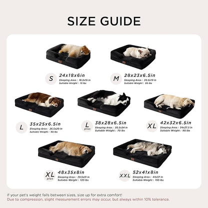 Bedsure XL Plus Orthopedic Dog Bed for Extra Large Dogs - Washable XLarge Dog Cat Bed Waterproof, Comfort Dogs Couch Sofa with Washable Removable Cover, Pet Bed with Nonskid Bottom, Black, 48"