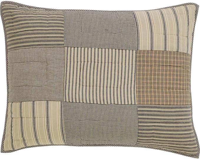 VHC Brands Farmhouse Bedding-Sawyer Mill™ Sham, Standard 21x27, Charcoal Grey