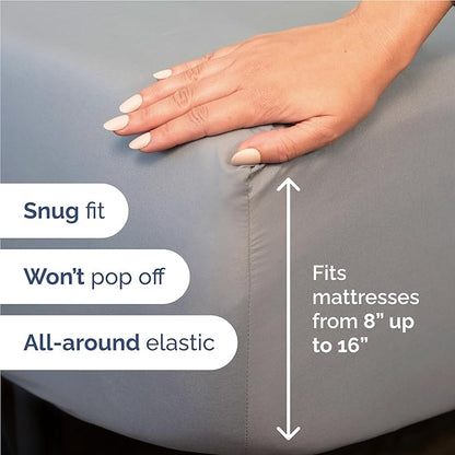 Full 6 Piece Sheet Set - Comfy Breathable & Cooling - Ultra-Soft Hotel Luxury Bedding Set with 8-16 Inch Deep Pockets - 1 Flat & 1 Fitted Sheet & 4 Pillowcases - Wrinkle Free & Easy Care - Steel Blue