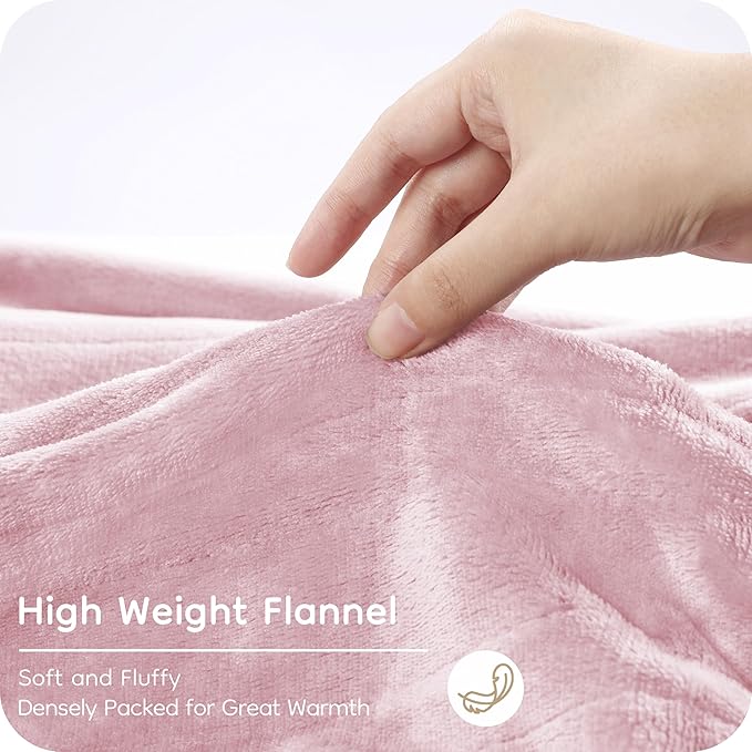 Electric Heated Blanket King Size 90"×100", Comfortable & Luxurious Flannel, 4 Heating Levels & 10 H Auto Shut Off, Light Pink