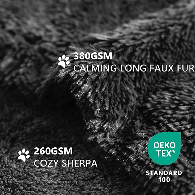 gogobunny Waterproof Dog Blanket for Couch & Furniture Protection - Super Soft Reversible Throw for Large Dogs & Cats, Calming Washable Fur & Sherpa Pet Blanket (50x60 Inch, Black)