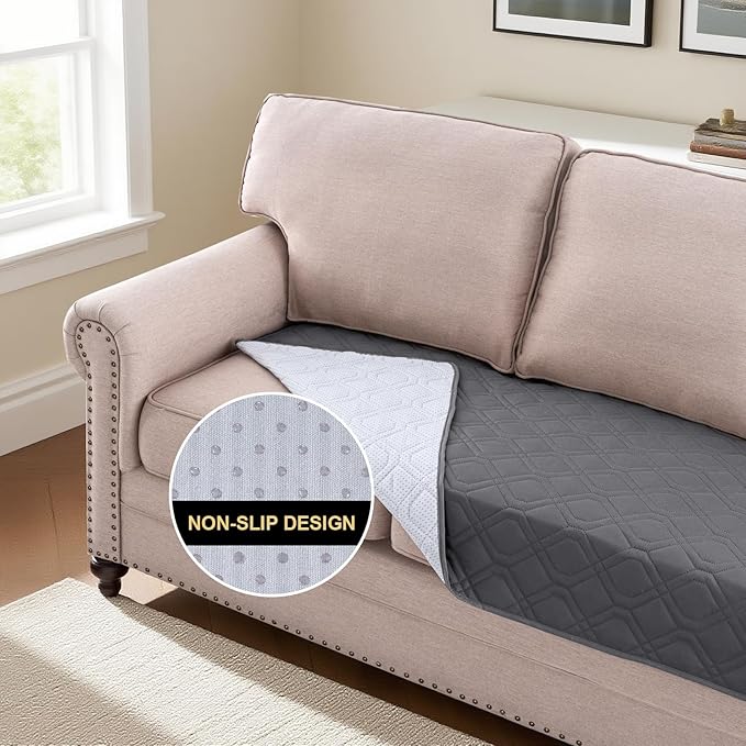 PrinceDeco Waterproof Couch Cover for Dogs Anti-Slip Dog Blanket Cover Washable for Furniture Sofa, Crate, RV Seats,Car, Pet Puppy Essentials (32x62 Inch, Brown)(32x62 Inch, Grey)