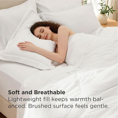 Bedsure 5 Pieces Twin Comforter Set Premium Series, Hotel Luxury Soft Bed in a Bag, Goose Down Alternative, Safe for Sensitive Skin Bedding Comforter All Season Medium Warmth, White Wavy Quilted