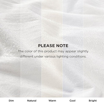 Bedsure 5 Pieces Cotton Comforter Set with Cotton Waffle Throw Blanket - White Comforter Full Size, Pillow Shams, Taupe Cooling Blanket of Rayon Derived from Bamboo for Hot Sleepers, Throw Pillow