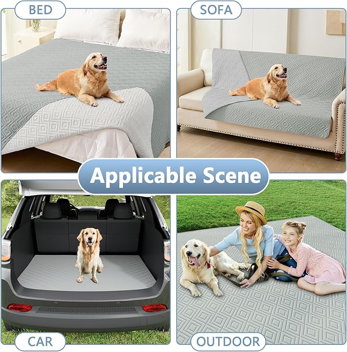 hyha Waterproof Dog Blanket, Soft Pet Bed Blankets, Waterproof Sofa Couch Cover for Dogs Washable, Reversible Pet Couch Covers for Sofa Furniture (68x82 Inch, Grey/Light Grey)