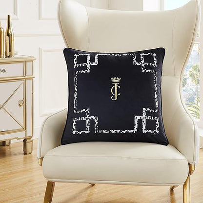 Juicy Couture - Decorative Accent Pillow, Soft Velvet Lattice, Premium Reversible Throw Pillow, Living Room and Bedroom Décor, Measures 20" x 20"| Black