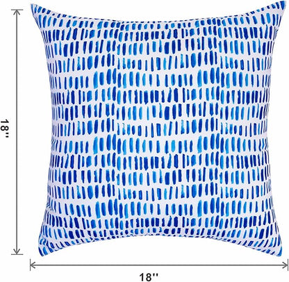 JMGBird Water-Resistant Outdoor Pillows Set of 2, 18x18 inch Durable White with Gradient Square Pattern Throw Pillows with Inserts for Patio Furniture