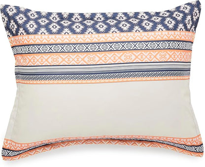 Amazon Basics Lightweight Microfiber Comforter Set, 3-Pieces, Gray Geometrics, Full/Queen