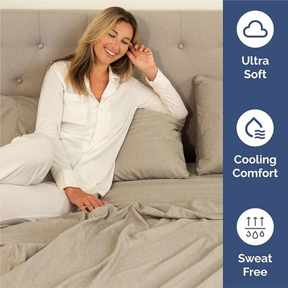 King 6 Piece Sheet Set - Comfy Breathable & Cooling - Soft Hotel Luxury Bedding Set with 8-16 Inch Deep Pockets - 1 Flat & 1 Fitted Sheet & 4 Pillowcases - Wrinkle Free & Easy Care - Heathered Beige