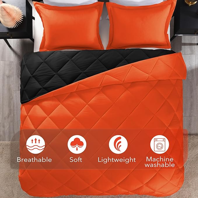 downluxe Full Comforter Set - Flame and Black Full Comforter, Soft Bedding Sets for All Seasons -2 Pieces - 1 Comforter (82"x92") and 1 Pillow Sham(20"x26")