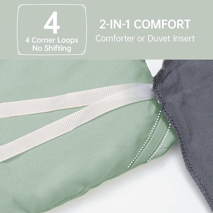 MUXHOMO King Size Comforter Set, All Season Ultra Soft Down Alternative Bedding - 3 Piece Lightweight Bed Set Includes 1 Comforter (104"x90") and 2 Pillow Shams (20"x36"), Sage Green
