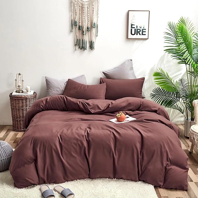 Houseri Brick Red Comforter Set Twin Dark Purple Bedding Girls Boys Kids Classic Deep Color Plum Twin Comforter Sets Vintage Blackish Purple Bedding Quilt Soft Comfy Fluffy Twin Bed Blanket Gift Ideas