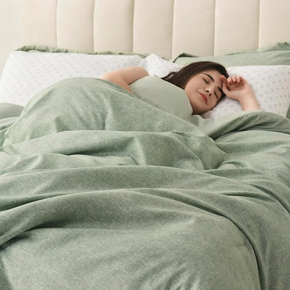 Comfort Spaces King 7 Pieces Comforter Set, Boho Bed Sets for King Size, Farmhouse Bedding Sets with Comforter, Gift Bed in a Bag with Comforter, Sheets, Pillowcases, and Shams,King, Sage Green