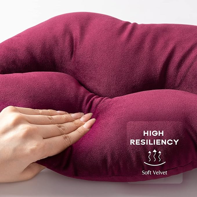 Ashler Lips Throw Pillows Smooth Soft Velvet Insert Included Cushion for Couch Bed Living Room, Dark Purple, 24 X 12 inches