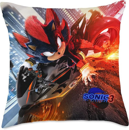 Sonic The Hedgehog 3 - Shadow Motorcycle Throw Pillow