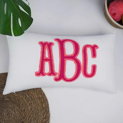 mia'spillow lab Wedding Monogram Punch Needle Embroidery Pillow, Custom Letter Monogram Pillow, Personalized Couple Gift Idea, Lumbar Pillow, Couple Cushion
