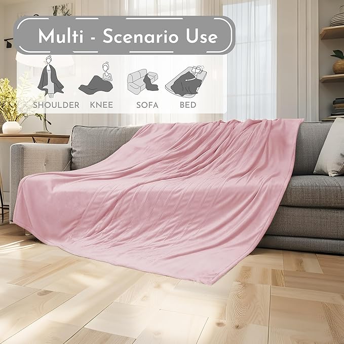 Electric Heated Blanket 84"x90" Queen Size Microplush Cover Blanket, 4 Heat Settings & 10 Hours Auto Off, Cozy & Warm for All Night, Machine Washable, Light Pink