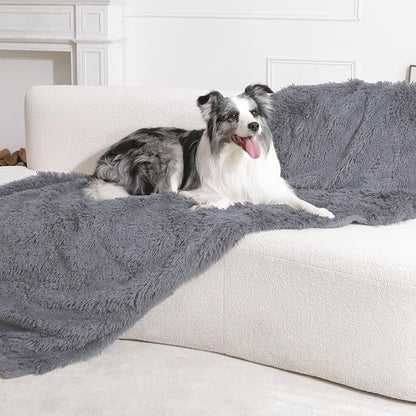 gogobunny Waterproof Dog Blanket for Couch & Furniture Protection - Super Soft Reversible Throw for Large Dogs & Cats, Calming Washable Fur & Sherpa Pet Blanket (60x80 Inch, Light Grey)
