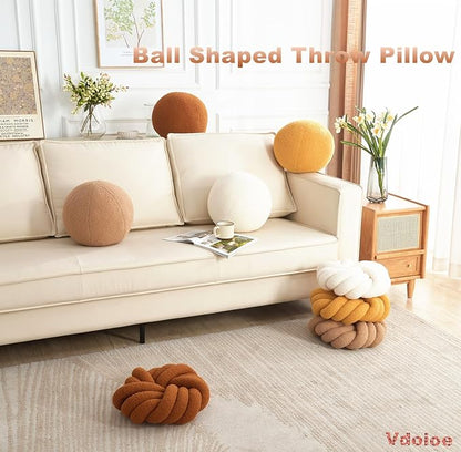 Round Throw Pillow Ball Pillow 11.8 Inches Brown Simple Modern Ball Shaped Throw Pillow，Nordic Style Cushion Decorative Pillow for Couch,Sofa,Bedroom