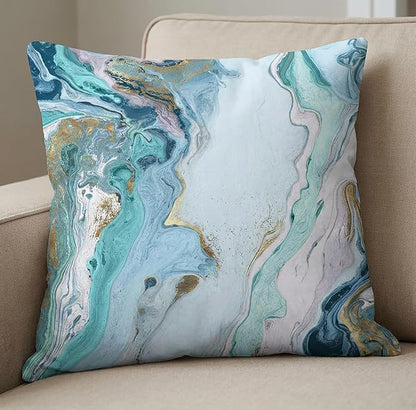 Americanflat 14x14 Throw Pillow with Sewn-in Insert - All-in-One Decorative Pillows - No Cover Needed - Soft and Durable Cushion for Bed or Sofa - Polyester - Blue and White