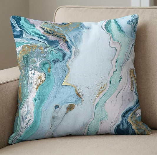 Americanflat 14x14 Throw Pillow with Sewn-in Insert - All-in-One Decorative Pillows - No Cover Needed - Soft and Durable Cushion for Bed or Sofa - Polyester - Blue and White
