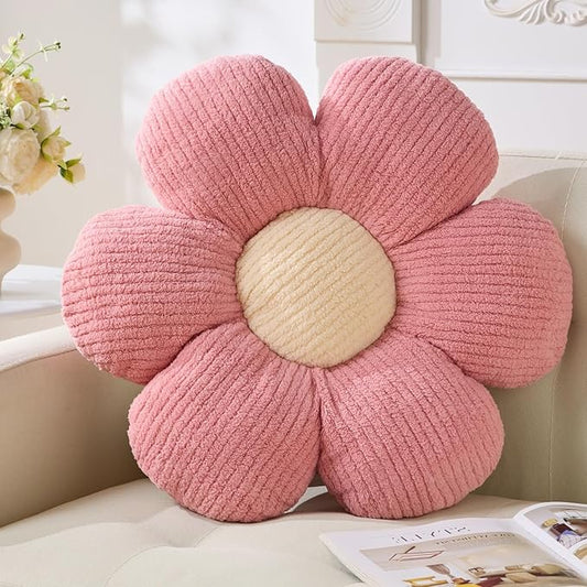 Flower Pillow, Pink Throw Pillow Cute Daisy Decorative Cushion Seating 19.6" Flower PlushThrow Pillow Home Decorative for Bed, Sofa, Couch