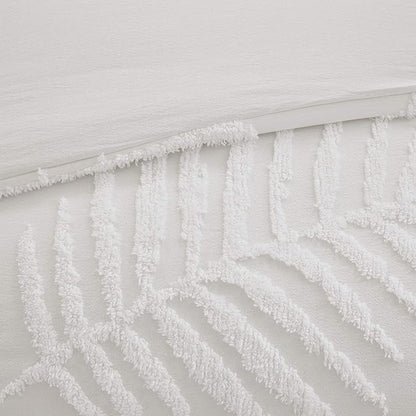 Madison Park Tufted Chenille Cotton Comforter, All Season Bedding Set, Matching Shams, Bahari, Coastal Palm Leaf Off White King/Cal King(104"x92") 3 Piece