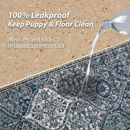 nunubaby Washable Pee Pads for Dogs, Stylish, Non-Slip and Leak-Proof Pee Pads. Reusable Potty Pads for Dogs for Crates and Floors.(Blue/Multi, 18" x24" )