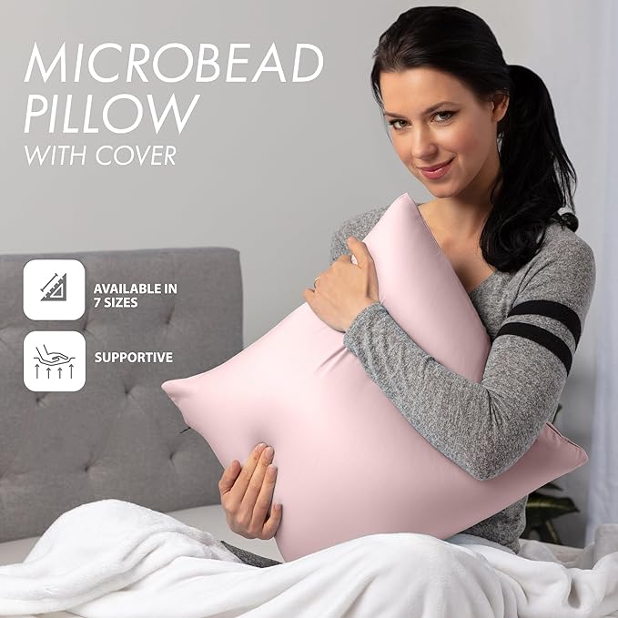 PILLOWY 22" x 22" Throw Pillow - Cream Peach: 1 PCS Luxurious Premium Microbead Pillow with 85/15 Nylon/Spandex Fabric. Forever Fluffy, Outstanding Beauty & Support. Silky, Soft & Beyond Comfortable