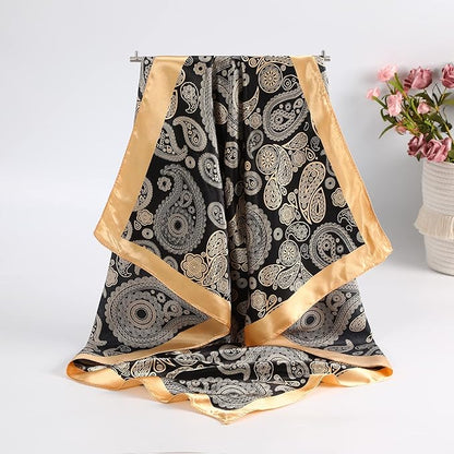 AWAYTR 35” Satin Large Square Head Scarves - 4PCS Silk Like Neck Scarf Hair Sleeping Wraps Satin Silk Scarfs for Women