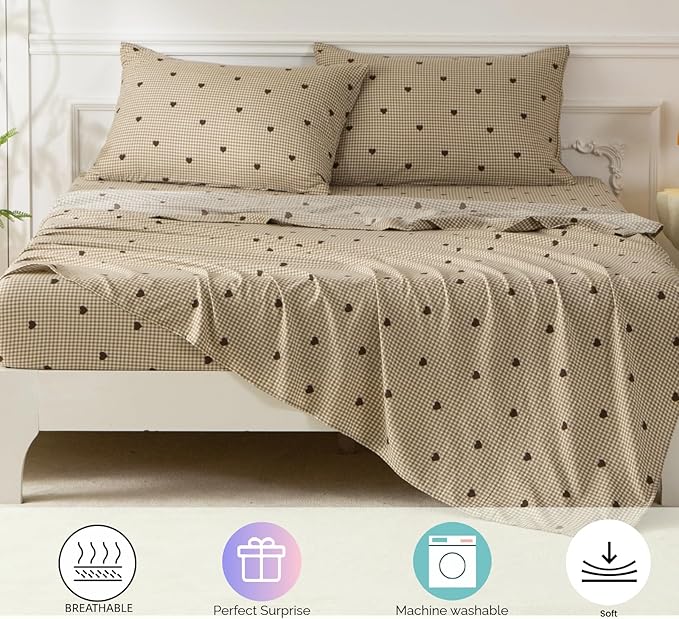 SDY 7 Piece Plaid Comforter and Sheet Set,Full Size Gingham Bedding Set,Super Soft Microfiber with 1*Comforter,1* Flat Sheet, 1*Fitted Sheet,2*Pillowcases and 2*PillowcaseShams
