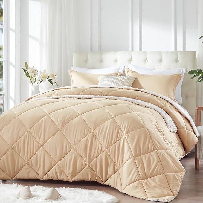 NexHome Down Alternative Solid Comforter Set Twin Size, Lightweight Comforter Set Thin Microfiber Reversible