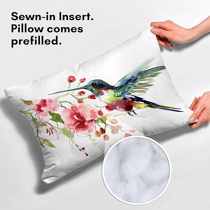 Americanflat 20x14 Throw Pillow with Sewn-in Insert - All-in-One Decorative Pillows - No Cover Needed - Soft and Durable Cushion for Bed or Sofa - Polyester - White