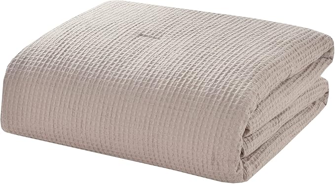 Chezmoi Collection Wilmer 3-Piece Waffle Weave Comforter Set - Soft and Cozy All Season Bedding Set, King, Ivory Cream