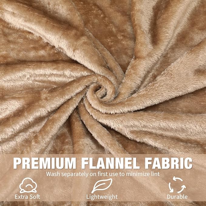 12 Pcs Fleece Blankets for Girls Sleepover Party Soft Fuzzy Throw Blanket 40 x 60 Inch Warm Flannel Blanket for Teenager Bed Travel SPA Movie Party(Light Camel)