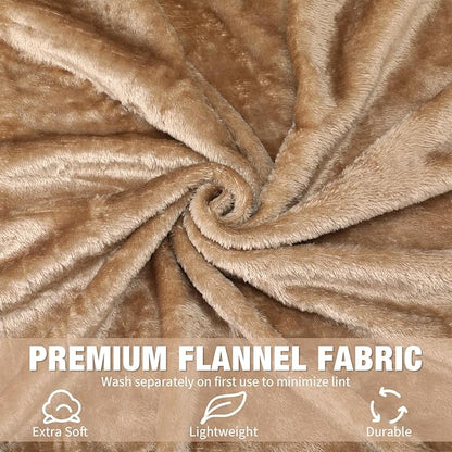12 Pcs Fleece Blankets for Girls Sleepover Party Soft Fuzzy Throw Blanket 40 x 60 Inch Warm Flannel Blanket for Teenager Bed Travel SPA Movie Party(Light Camel)