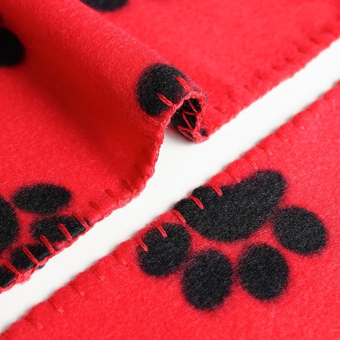 ZYFZCYBL Fleece Throw Blankets Lightweight Warm Soft Cozy Pet-Friendly Bulk Fleece Throw Blanket Solid for Home Bed, Sofa，Office,Gifts, Couch (Pack of 6-50 x 60 inch，Red Black Paw Print)