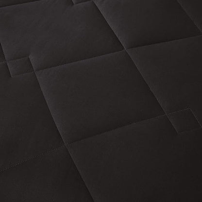 Comfort Spaces Vixie Reversible Comforter Set - Trendy Casual Geometric Quilted Cover, All Season Down Alternative Cozy Bedding, Matching Sham, Black/Gray, Full/Queen 3 piece