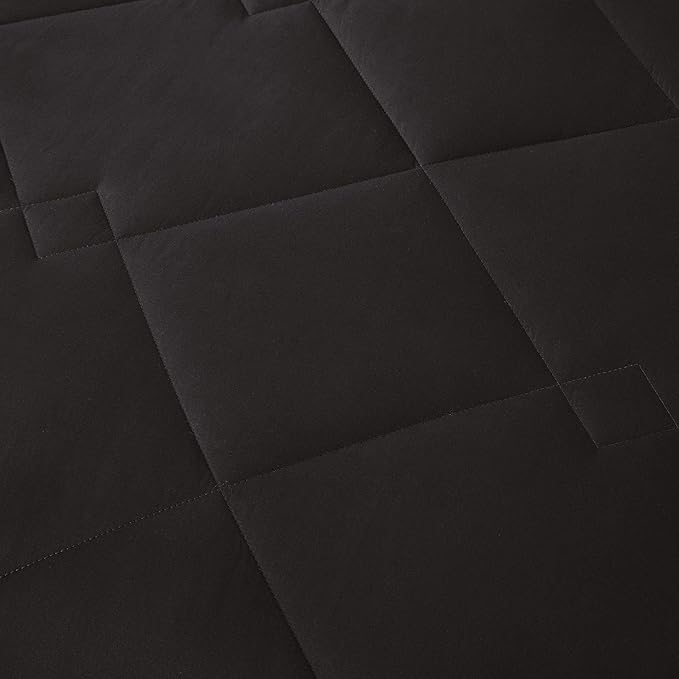 Comfort Spaces Vixie Reversible Comforter Set - Trendy Casual Geometric Quilted Cover, All Season Down Alternative Cozy Bedding, Matching Sham, Black/Gray, King 3 piece