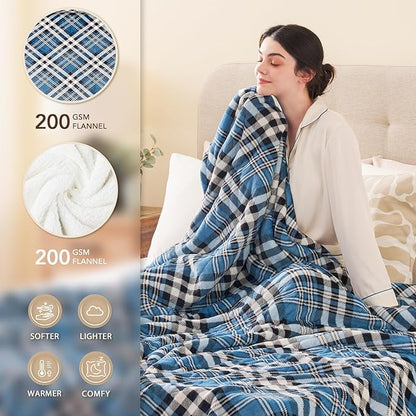 Homemate Electric Blanket Heated King Size - 100“x90“ Ultra Soft Cozy Flannel Heating Blanket with 10 Fast Heat Levels 8 Hours Auto Off Over-Heated Protection ETL Certification Keep Warm in Home