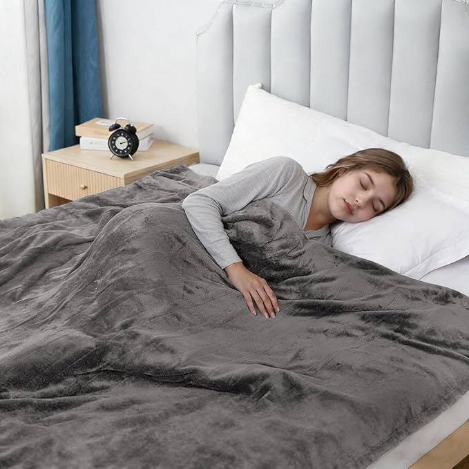 Electric Heated Blanket Full Size 72"x84",Fast Heating Throw, Soft Plush Microplush for Bed & Couch, 10 Hours Auto Off & 5 Heating Levels, Machine Washable, Gifts for Grandma & Family-Light Gray